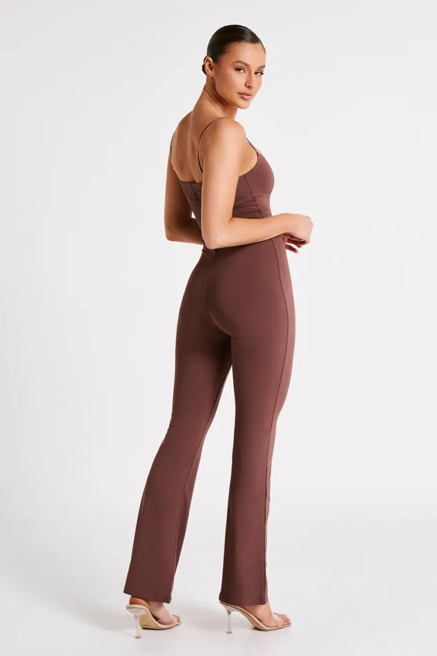 Women Adelaide Recycled Nylon Jumpsuit 8211 Mocha Mocha Meshki Jumpsuits and Rompers