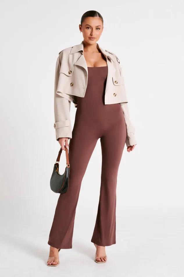 Women Adelaide Recycled Nylon Jumpsuit 8211 Mocha Mocha Meshki Jumpsuits and Rompers