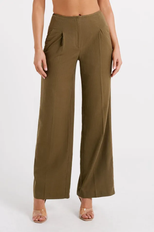 Women Adina Linen Pant 8211 Olive Olive Meshki Pants