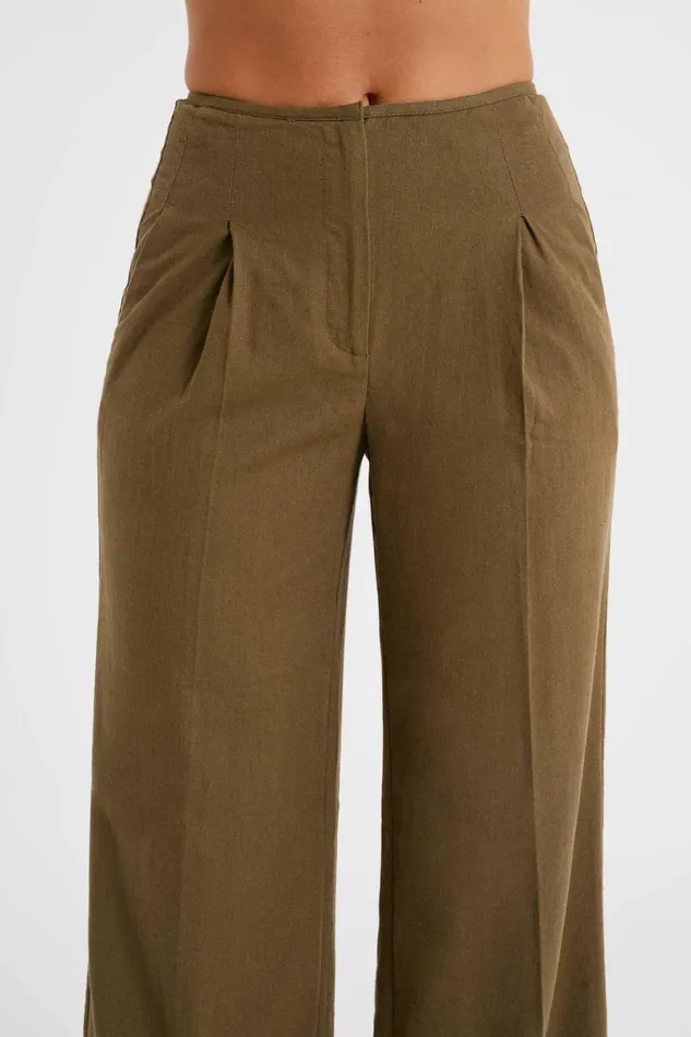 Women Adina Linen Pant 8211 Olive Olive Meshki Pants