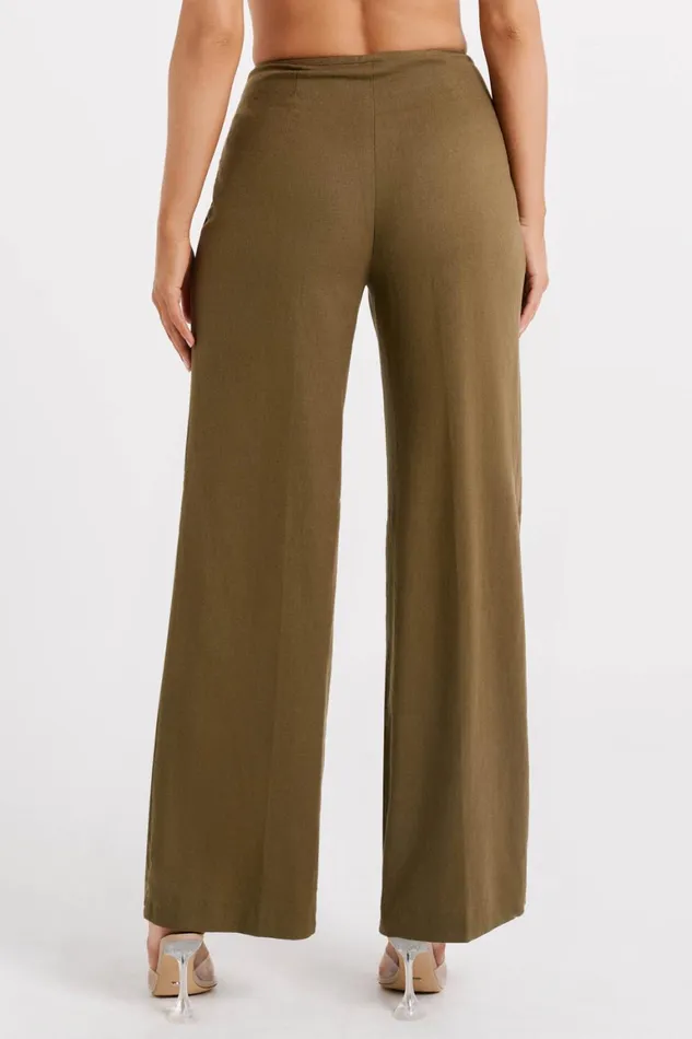 Women Adina Linen Pant 8211 Olive Olive Meshki Pants