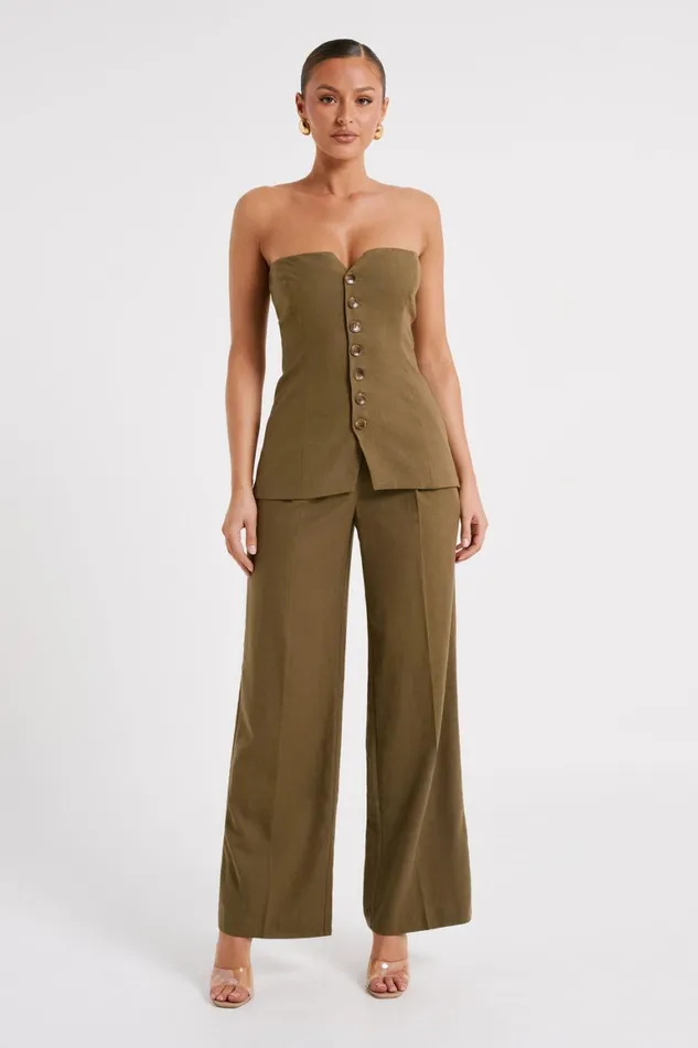 Women Adina Linen Pant 8211 Olive Olive Meshki Pants