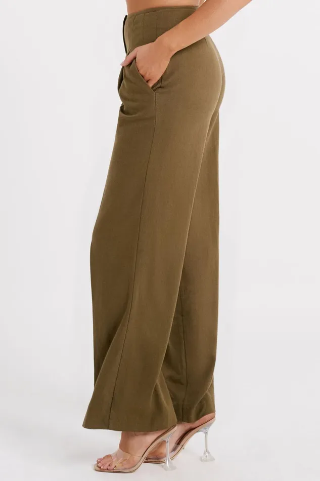 Women Adina Linen Pant 8211 Olive Olive Meshki Pants