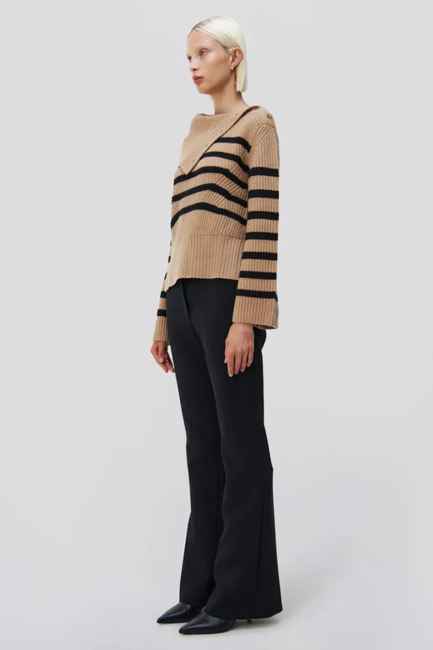 Women Adrienne Turtleneck Camel Melange Black Stripe Jonathan Simkhai Knitwear