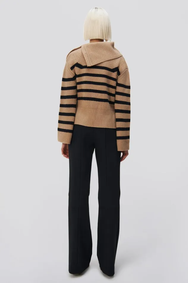Women Adrienne Turtleneck Camel Melange Black Stripe Jonathan Simkhai Knitwear
