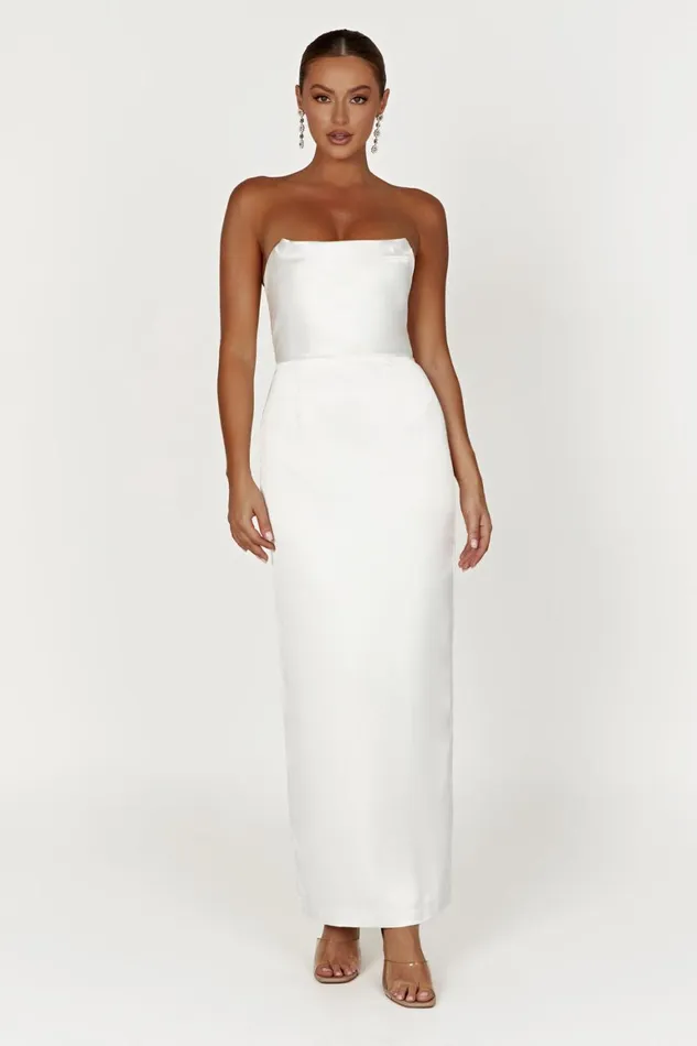 Women Alanis Strapless Maxi Dress 8211 White White Meshki Maxi Dresses