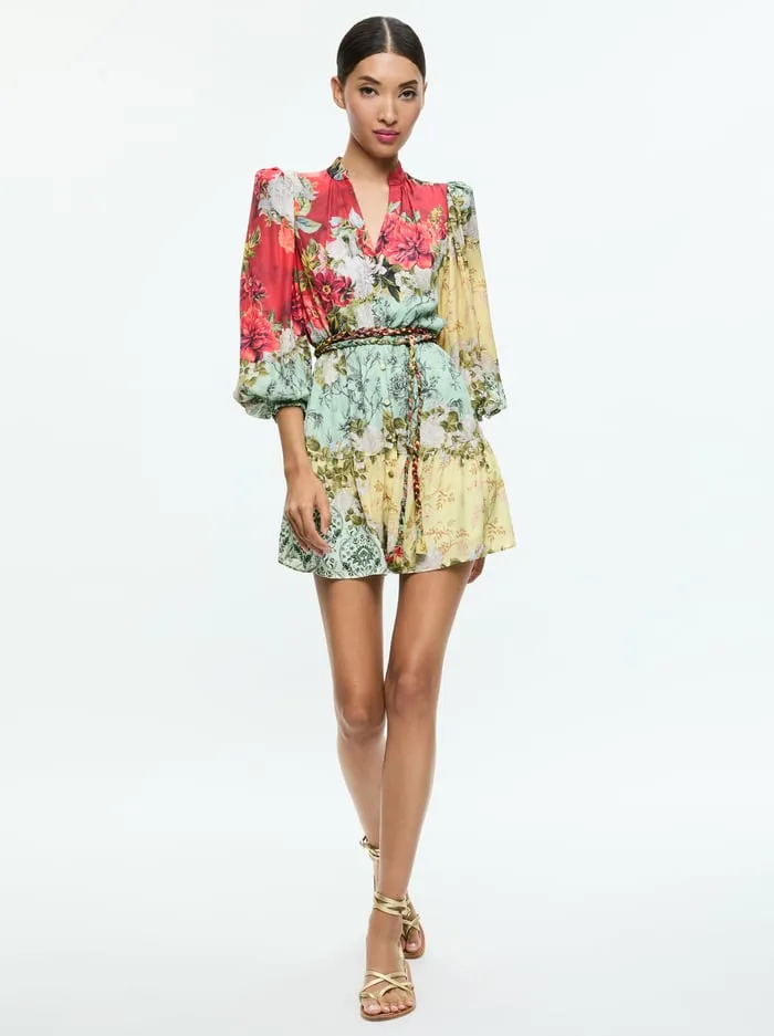 Women Alice Olivia Dresses Antonette Long Sleeve Button Front Mini Dress Oakley