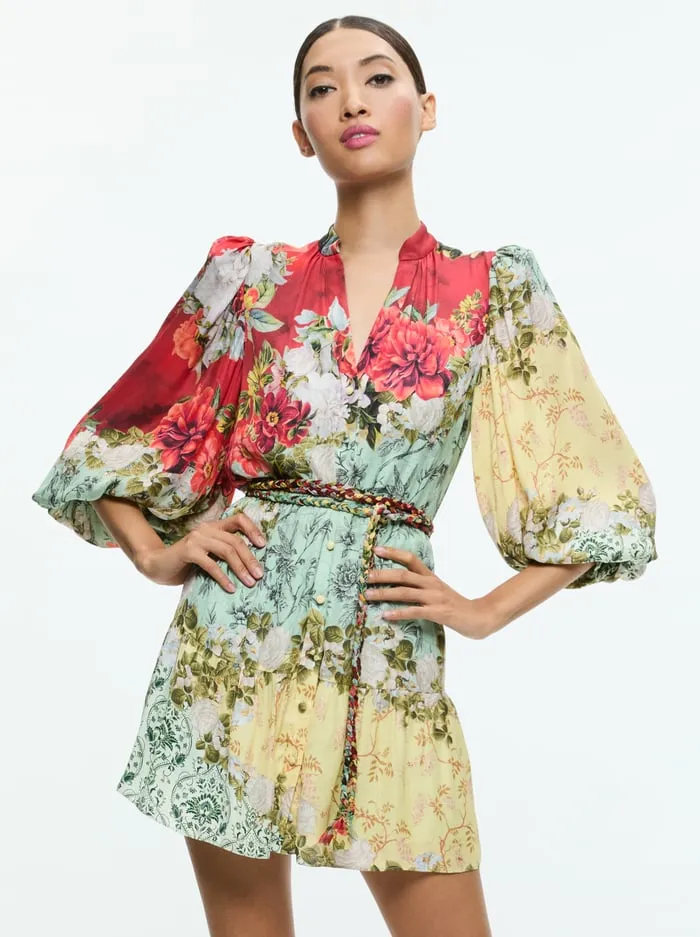 Women Alice Olivia Dresses Antonette Long Sleeve Button Front Mini Dress Oakley