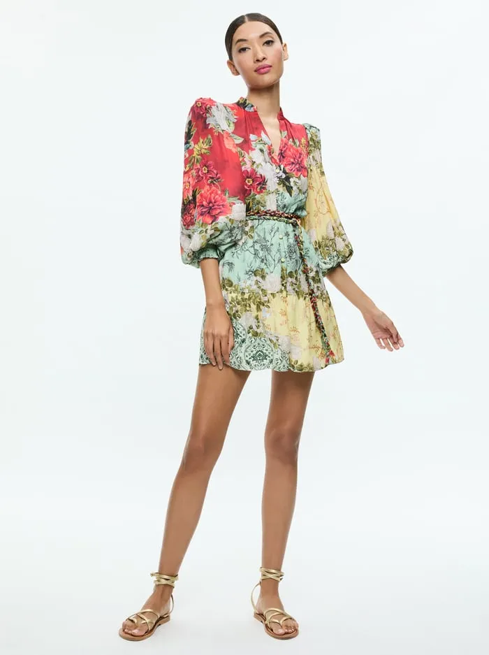 Women Alice Olivia Dresses Antonette Long Sleeve Button Front Mini Dress Oakley