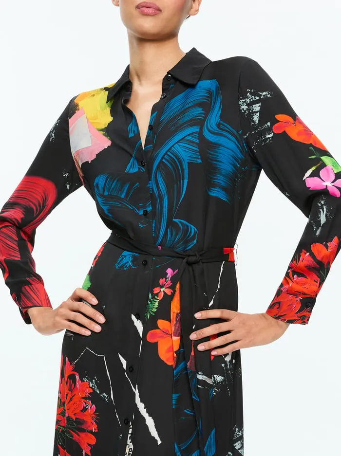 Women Alice Olivia Dresses Chassidy Maxi Shirt Dress Azalea Floral
