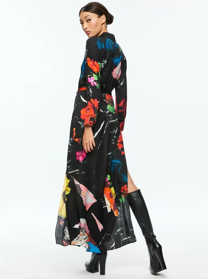 Women Alice Olivia Dresses Chassidy Maxi Shirt Dress Azalea Floral