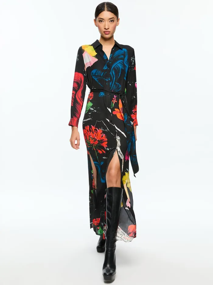 Women Alice Olivia Dresses Chassidy Maxi Shirt Dress Azalea Floral