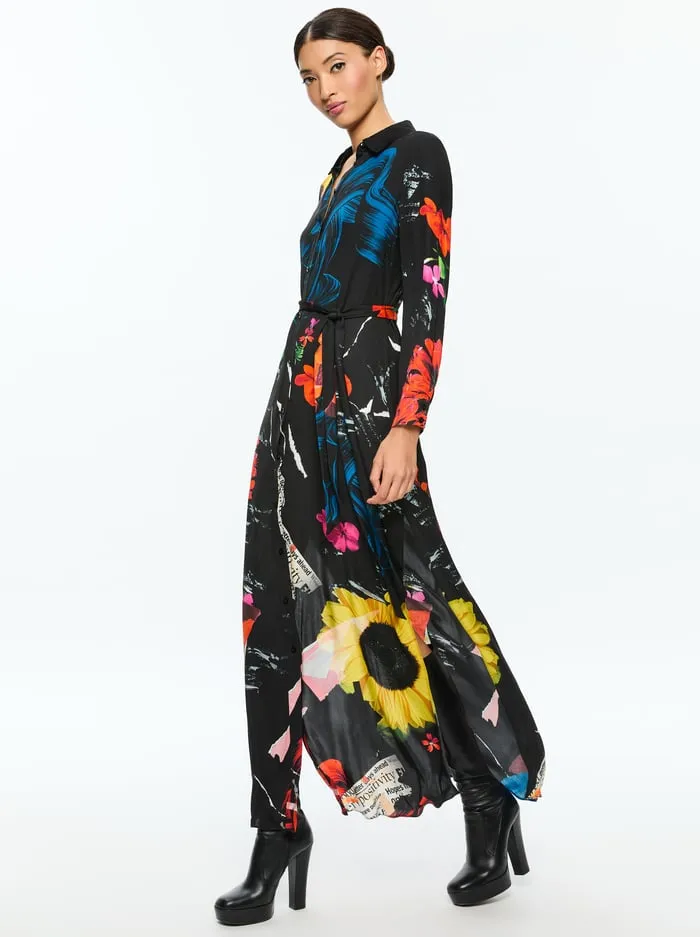 Women Alice Olivia Dresses Chassidy Maxi Shirt Dress Azalea Floral