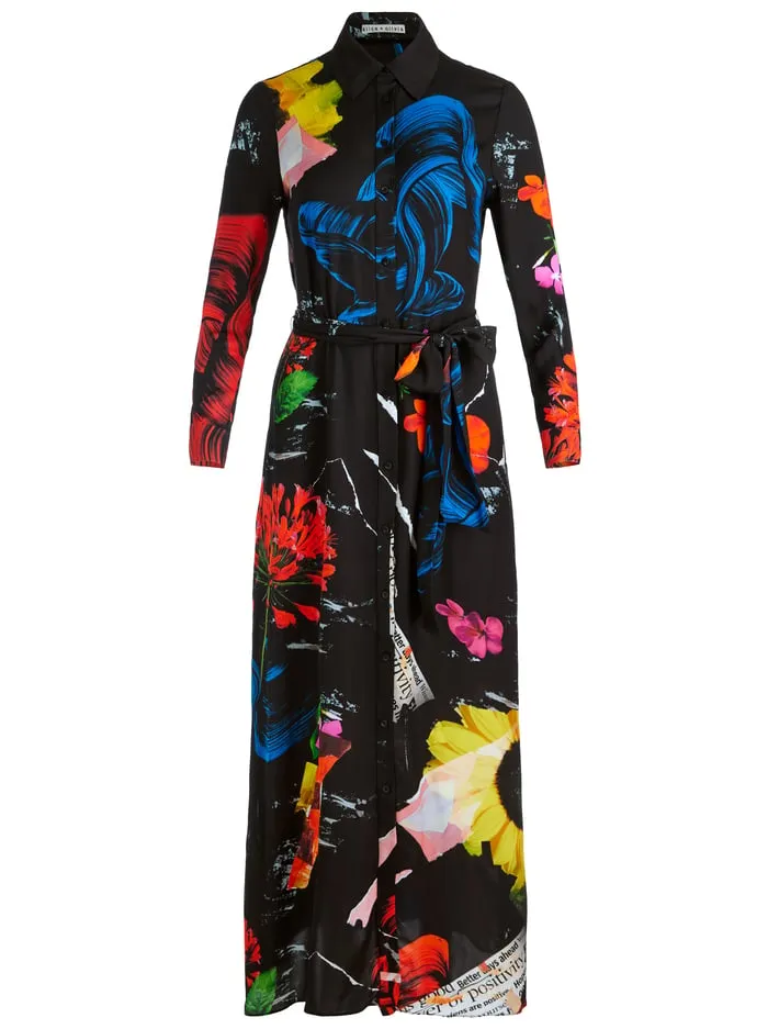 Women Alice Olivia Dresses Chassidy Maxi Shirt Dress Azalea Floral