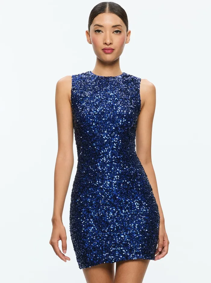 Women Alice Olivia Dresses Coley Sequin Mini Dress Royal