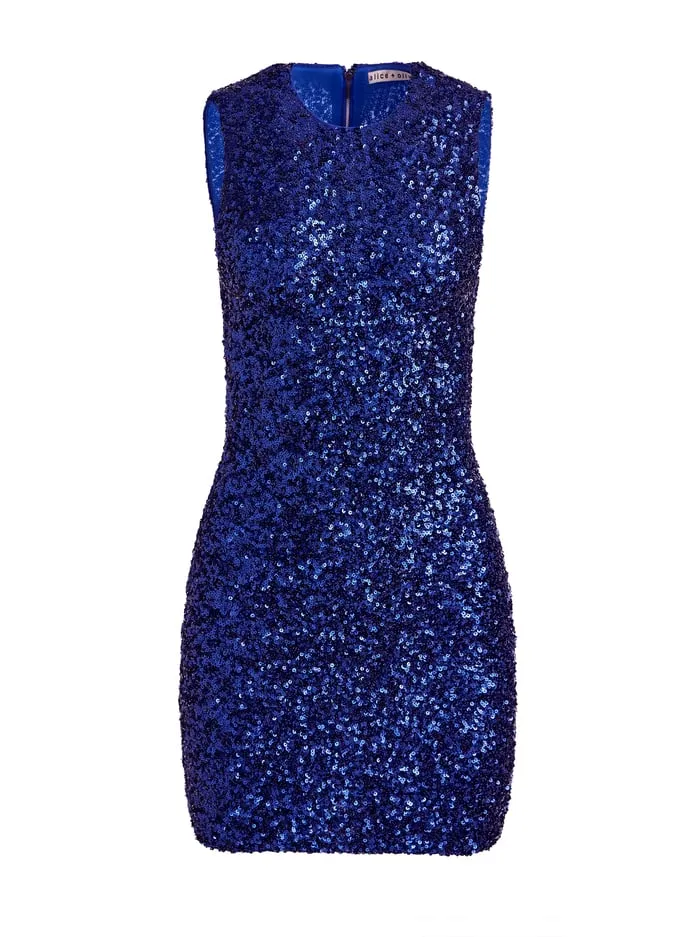 Women Alice Olivia Dresses Coley Sequin Mini Dress Royal