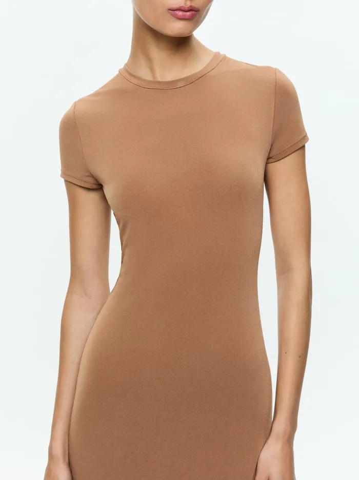 Women Alice Olivia Dresses Delora Two Way Cap Sleeve Maxi Dress Camel