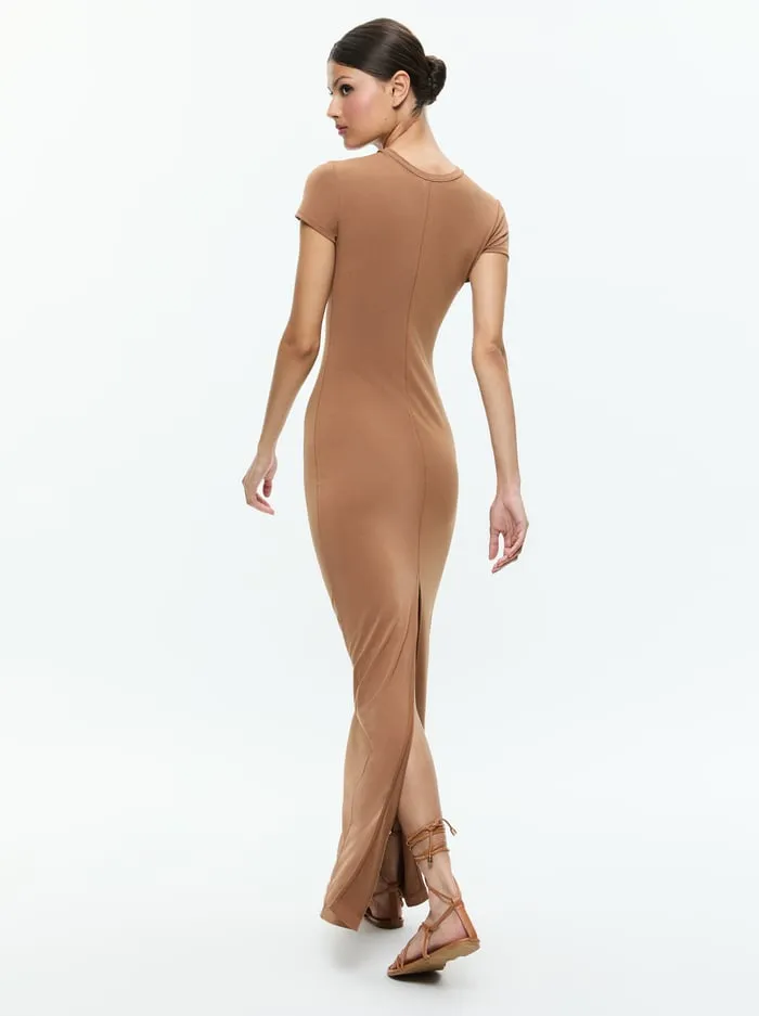 Women Alice Olivia Dresses Delora Two Way Cap Sleeve Maxi Dress Camel