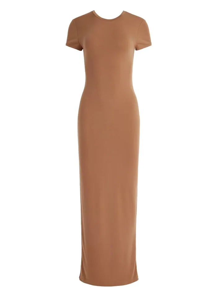 Women Alice Olivia Dresses Delora Two Way Cap Sleeve Maxi Dress Camel