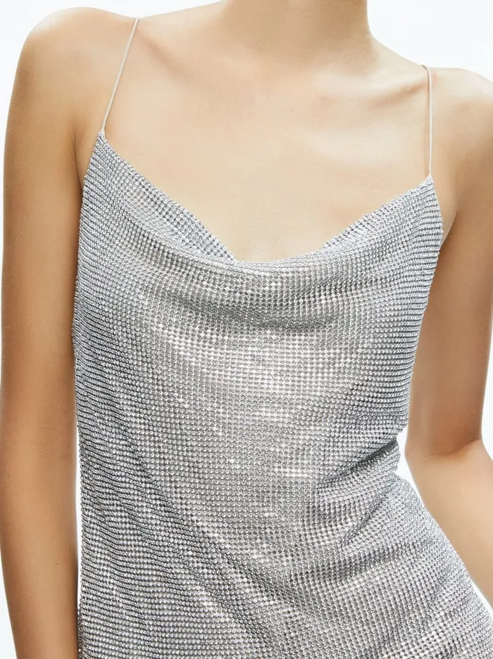 Women Alice Olivia Dresses Harmony Mini Slip Dress Silverchainmail