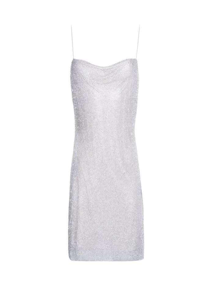 Women Alice Olivia Dresses Harmony Mini Slip Dress Silverchainmail