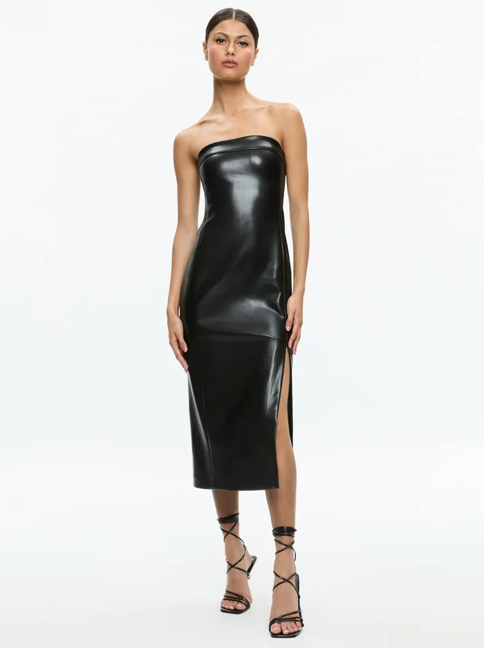 Women Alice Olivia Dresses Kelly Vegan Midi Dress Black