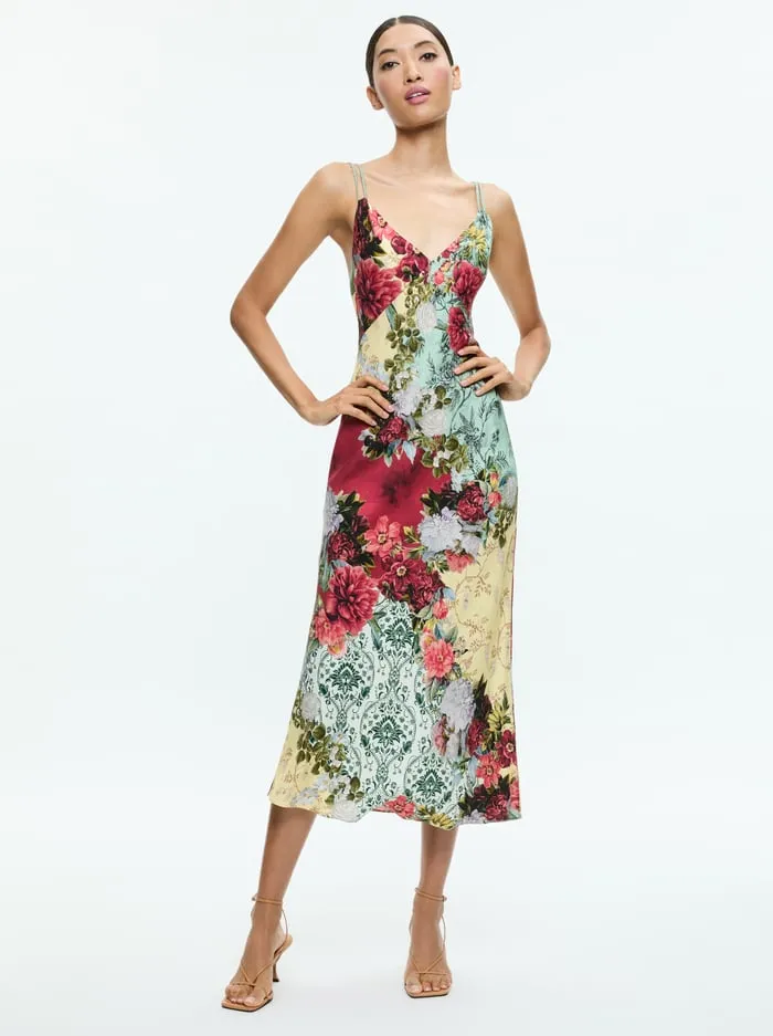 Women Alice Olivia Dresses Kiro V Neck Slip Dress Oakley