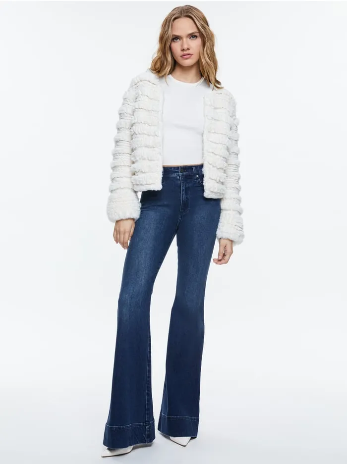 Women Alice Olivia Jackets Coats Fawn Faux Fur Jacket Ecru