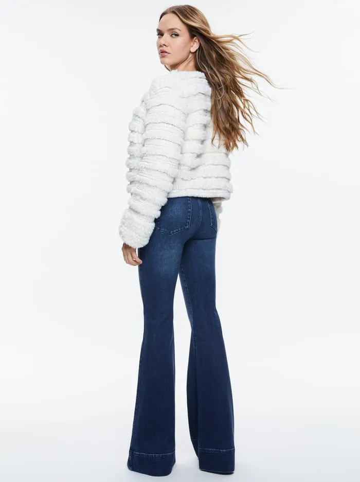 Women Alice Olivia Jackets Coats Fawn Faux Fur Jacket Ecru