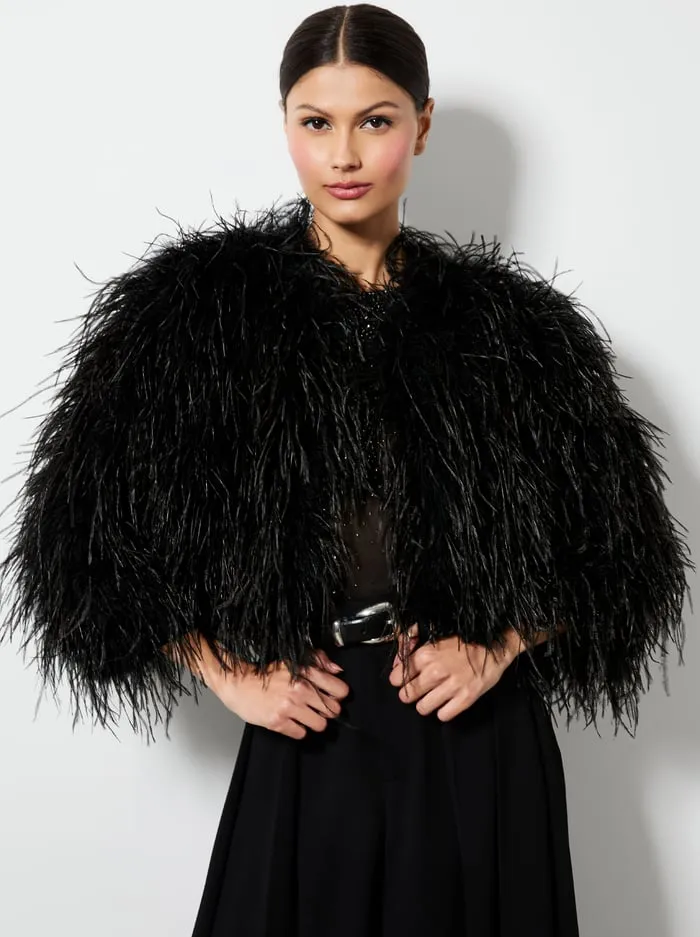 Women Alice Olivia Jackets Coats Kidman Feathered Jacket Black
