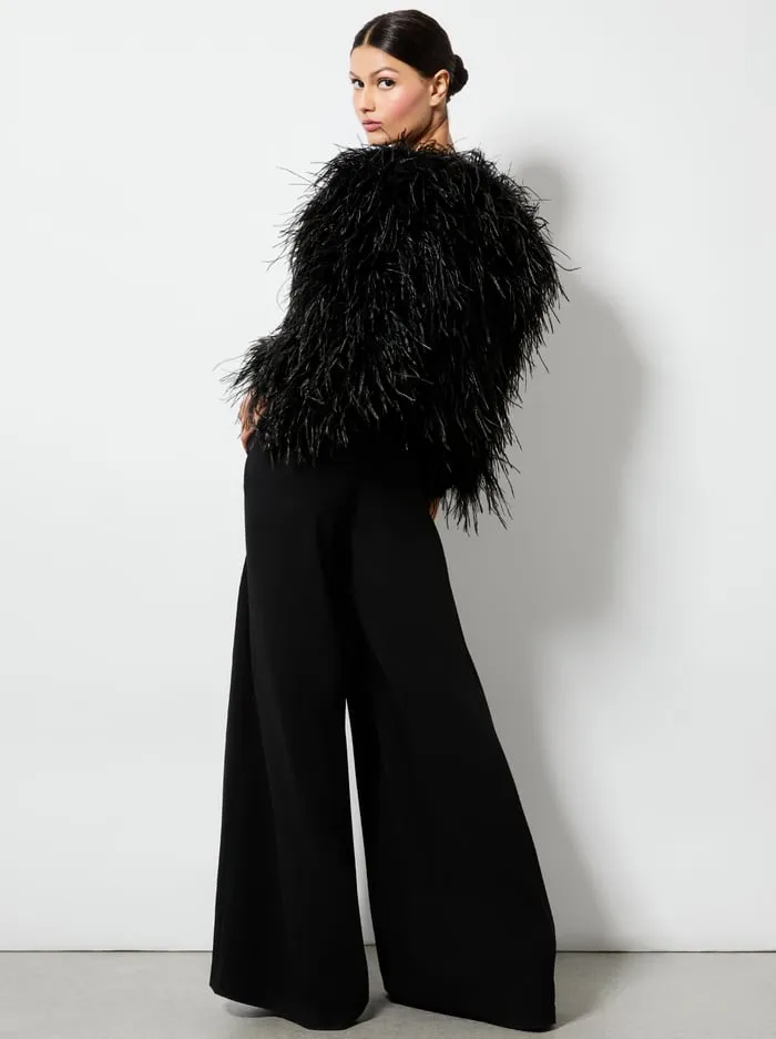 Women Alice Olivia Jackets Coats Kidman Feathered Jacket Black