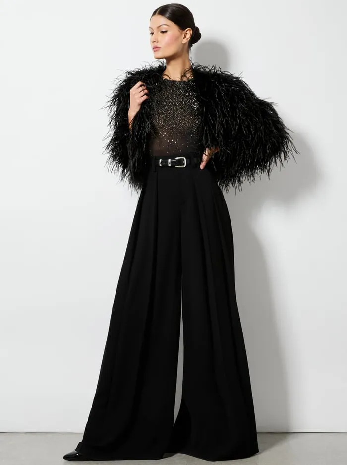 Women Alice Olivia Jackets Coats Kidman Feathered Jacket Black