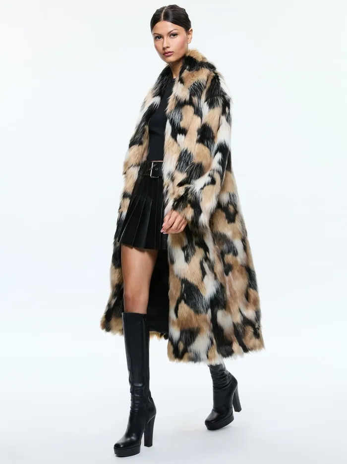 Women Alice Olivia Jackets Coats Yetta Faux Fur Coat Blackmulti
