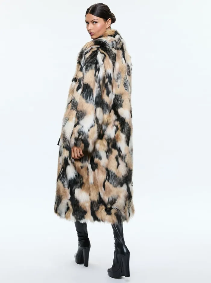 Women Alice Olivia Jackets Coats Yetta Faux Fur Coat Blackmulti