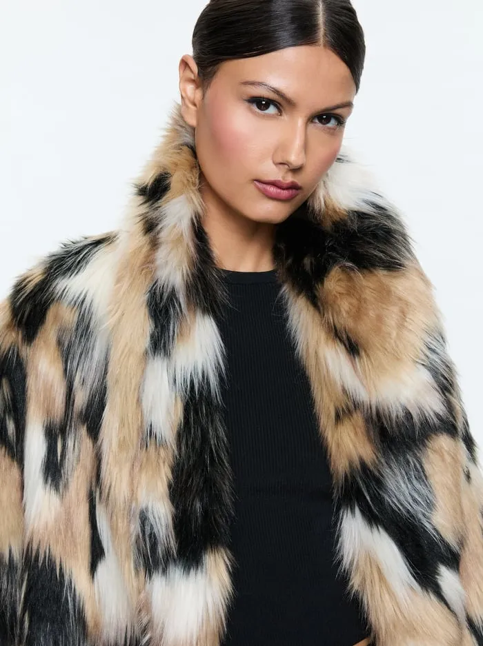 Women Alice Olivia Jackets Coats Yetta Faux Fur Coat Blackmulti