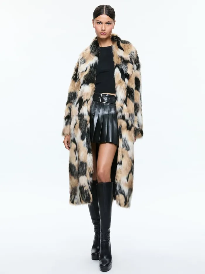 Women Alice Olivia Jackets Coats Yetta Faux Fur Coat Blackmulti