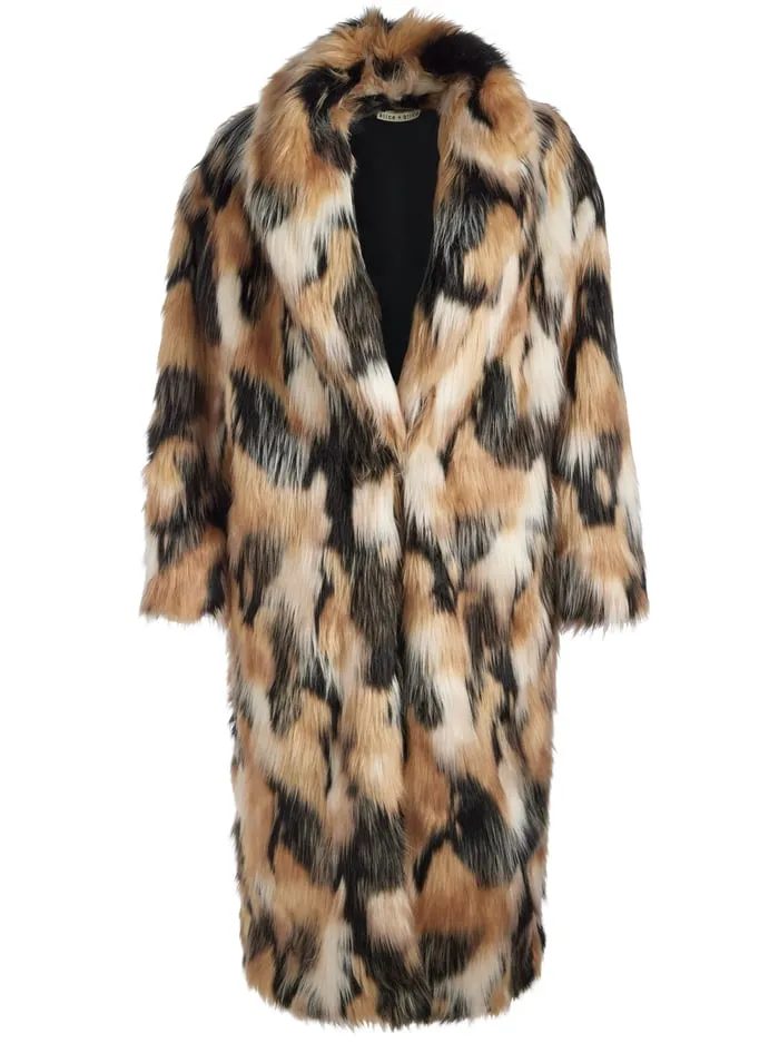 Women Alice Olivia Jackets Coats Yetta Faux Fur Coat Blackmulti