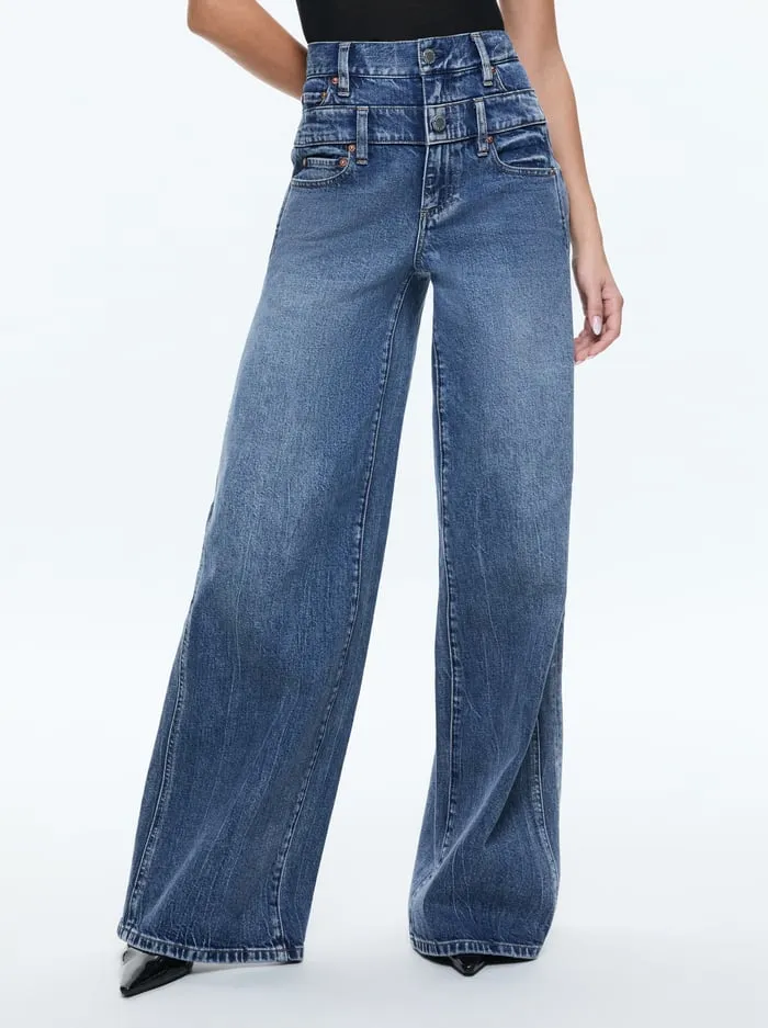 Women Alice Olivia Jeans Double Waist Cool Jean Brooklyn Blue