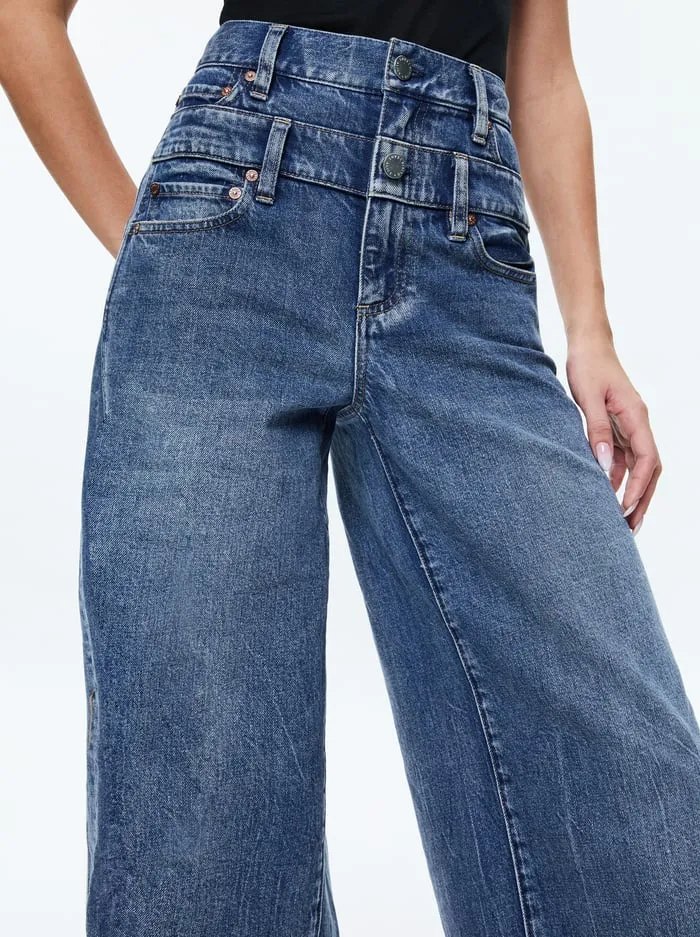 Women Alice Olivia Jeans Double Waist Cool Jean Brooklyn Blue