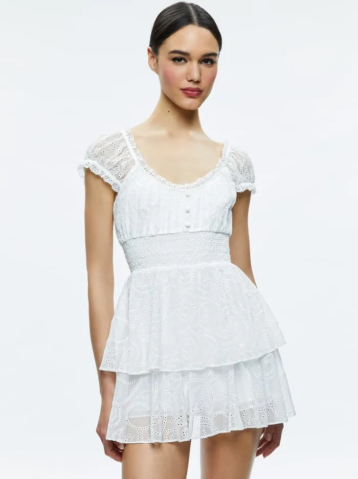 Women Alice Olivia Jumpsuits Rompers Gracie Ruffle Romper Off White