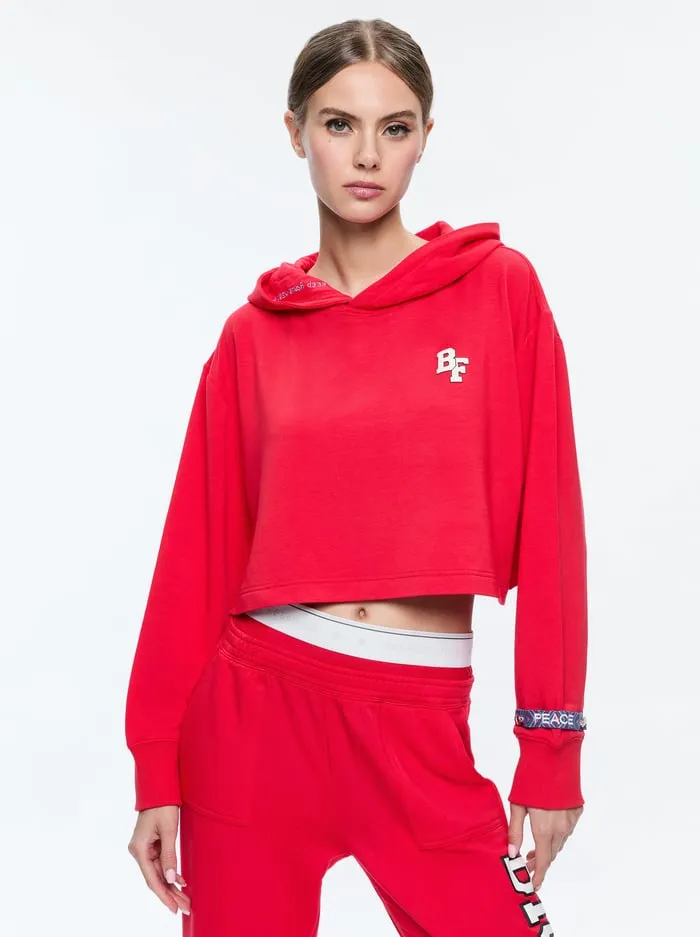 Women Alice Olivia Loungewear Big Feelings Tai Cropped Hoodie Red