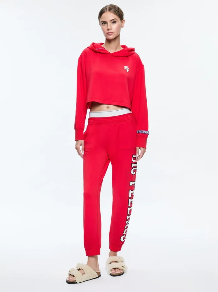 Women Alice Olivia Loungewear Big Feelings Tai Cropped Hoodie Red