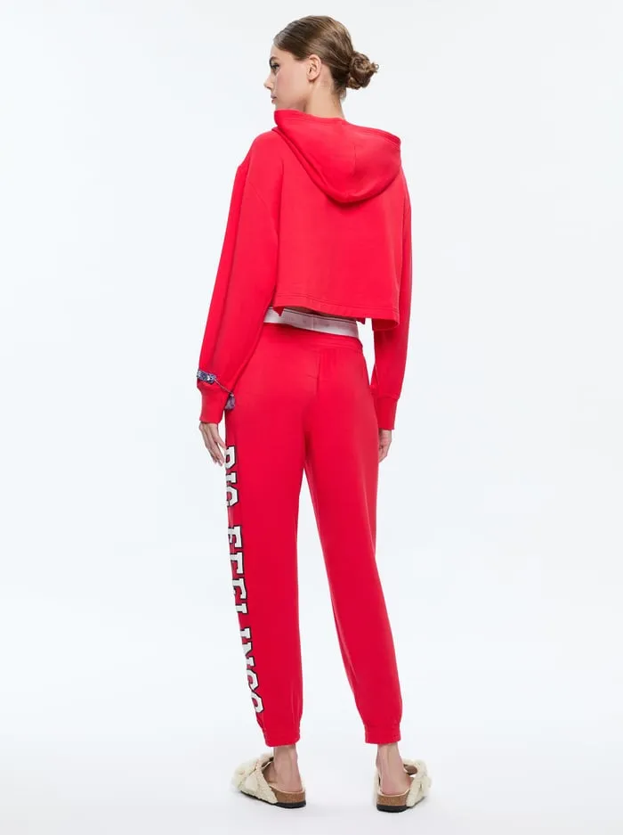 Women Alice Olivia Loungewear Big Feelings Tai Cropped Hoodie Red
