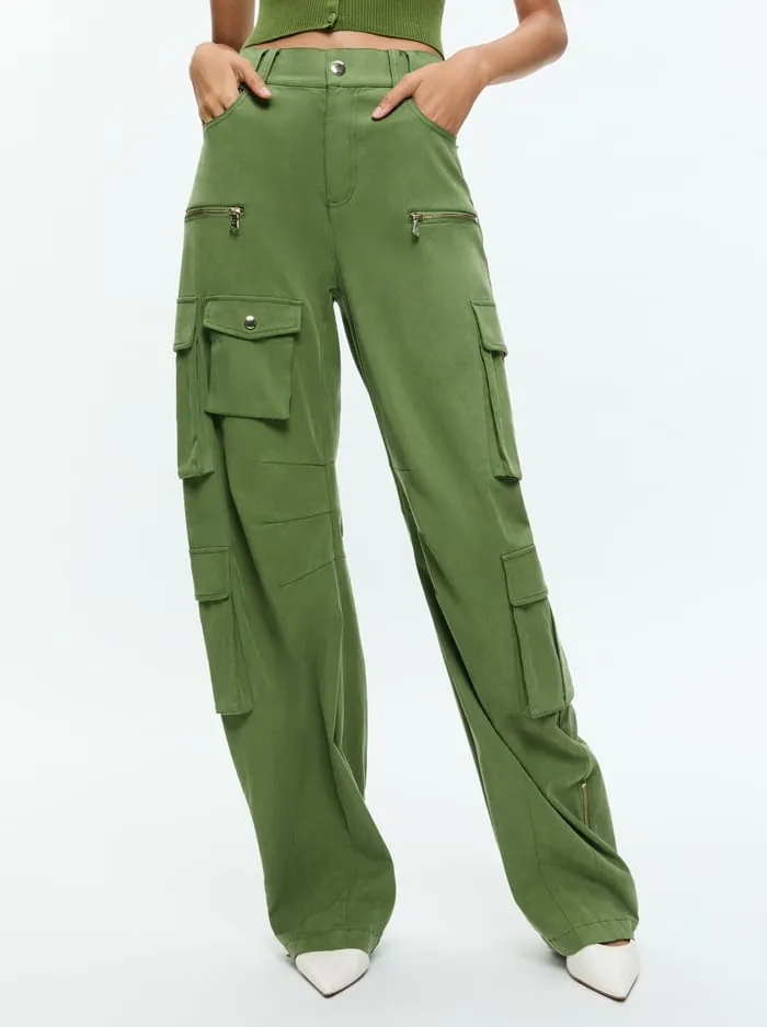 Women Alice Olivia Pants Akers Oversized Cargo Pant Avocado