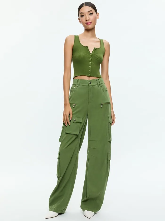 Women Alice Olivia Pants Akers Oversized Cargo Pant Avocado