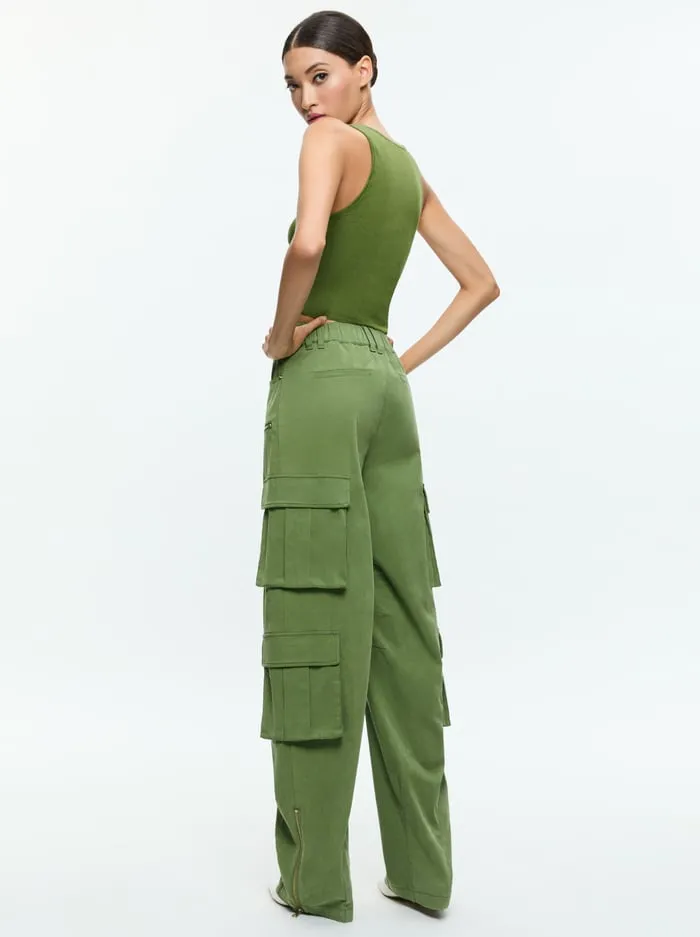 Women Alice Olivia Pants Akers Oversized Cargo Pant Avocado