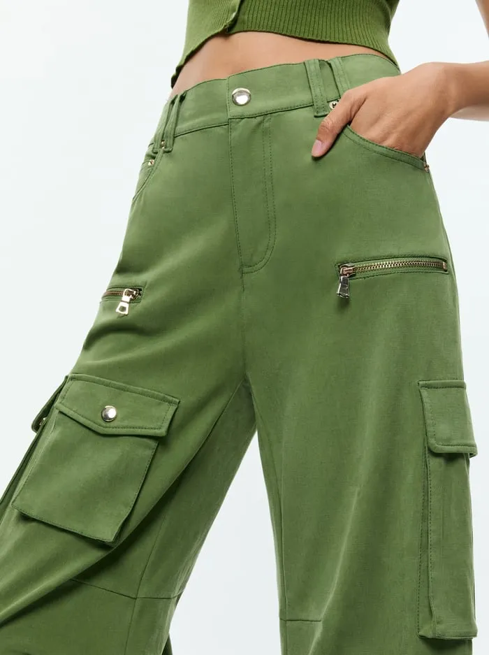Women Alice Olivia Pants Akers Oversized Cargo Pant Avocado