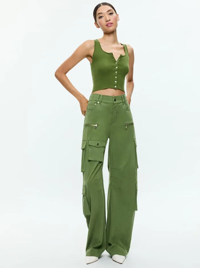 Women Alice Olivia Pants Akers Oversized Cargo Pant Avocado