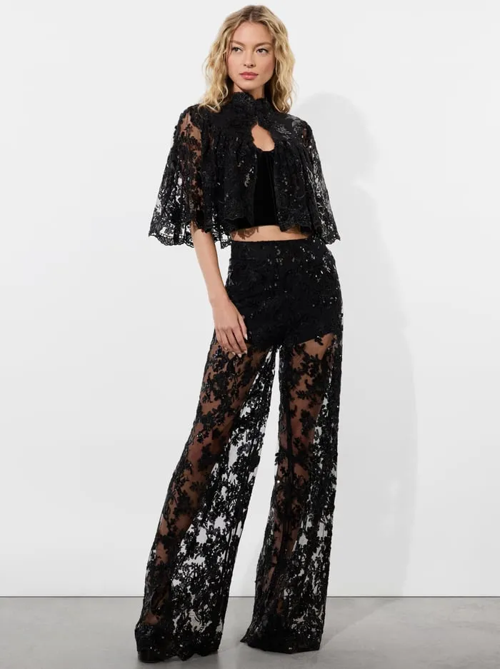 Women Alice Olivia Pants Athena Embellished Pant Black