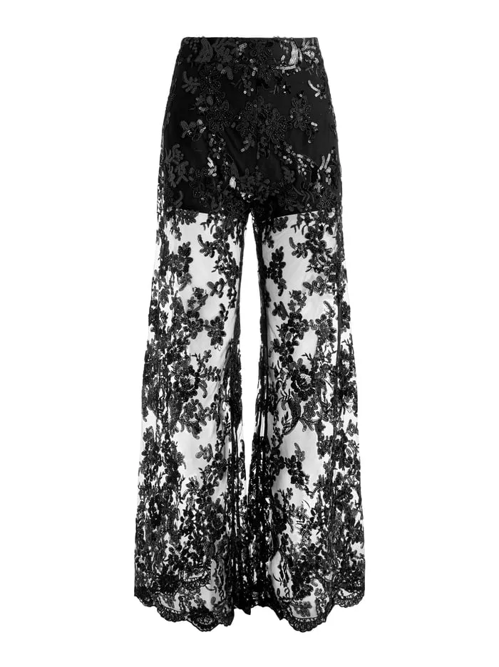 Women Alice Olivia Pants Athena Embellished Pant Black